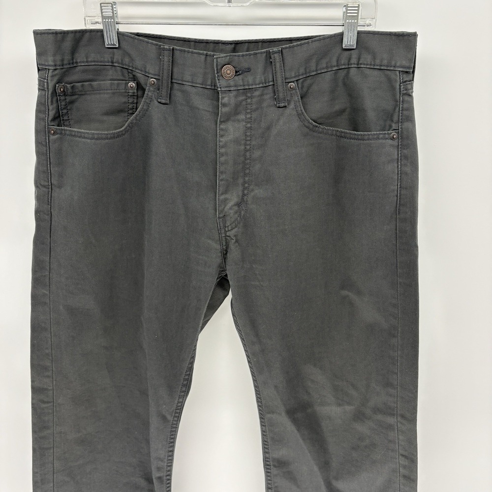 Levis 505 Straight Leg Gray Twill Chino Pants Jeans White Tab‎ Stretch Men 36X30